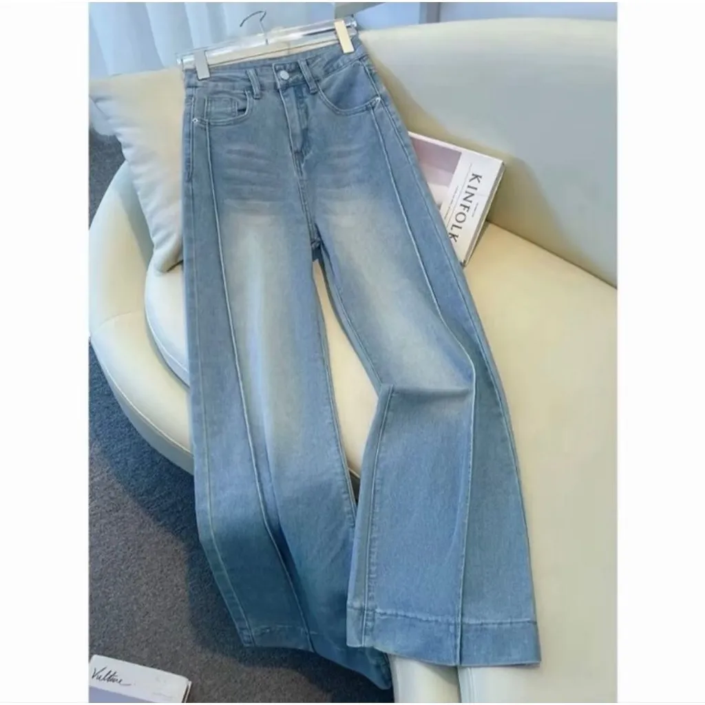 New Haighwaist Baggy Kulot biru premium vintage model lipat tinggi celana jins panjang wanita non strect premium model korean baggy oversize jumbo