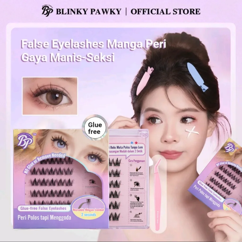 [Tanpa Lem] [BLINKY PAWKY] Bulu Mata Palsu Seri Komik, 30 Klaster Bulu mata pemula,Extension false eyelashes Bebas lem,Tempel Langsung,Cocok untuk Pemula,bulu mata anti ribet