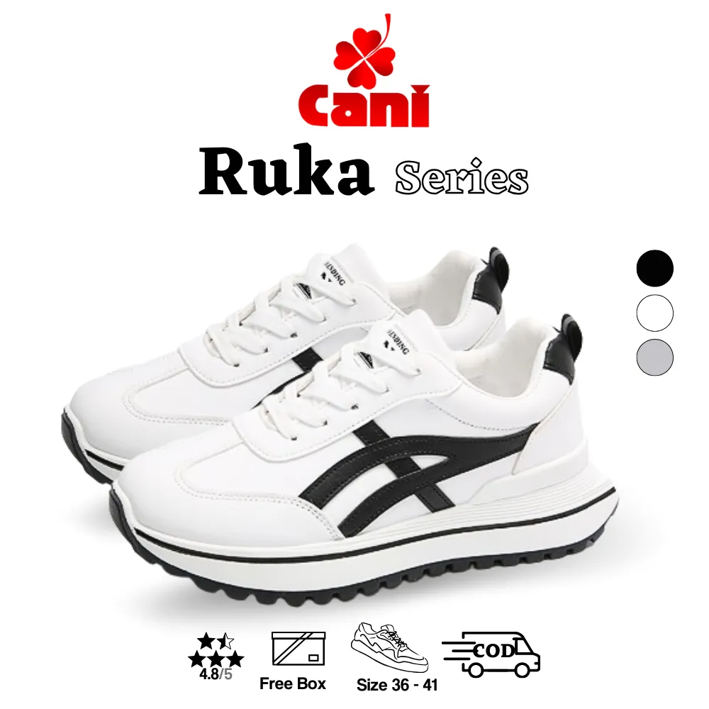 Cani "Free Box" (Size 36 - 41) Ruka Sepatu Wanita Sneakers Fashion Kasual Tampilan Korea 9254