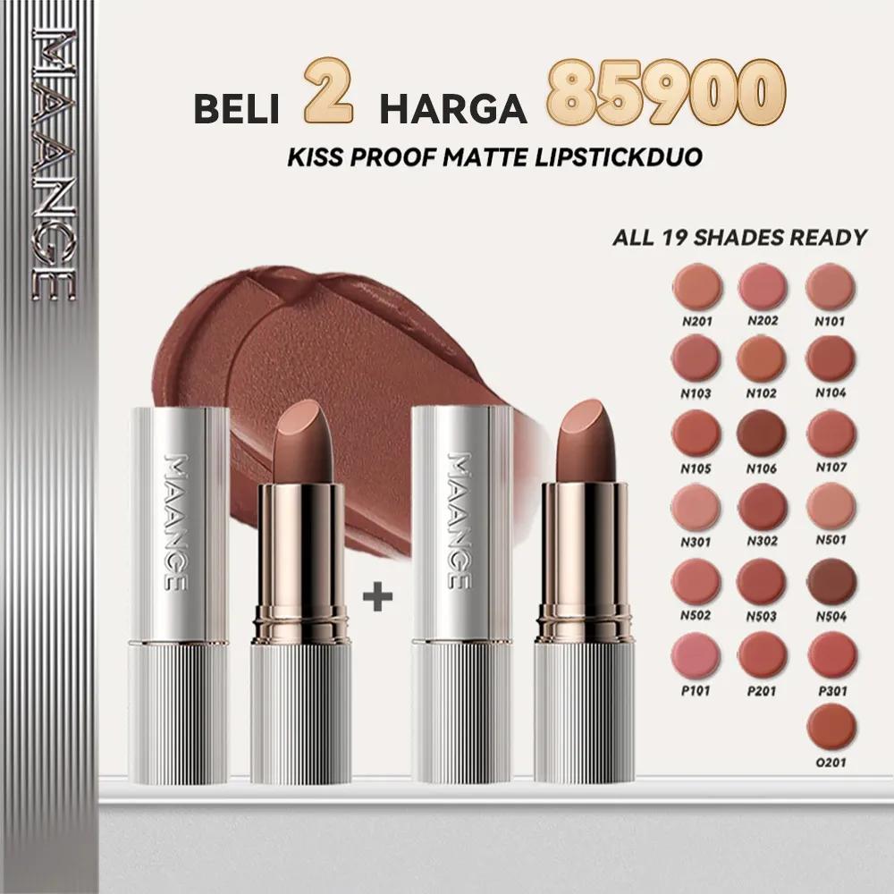 MAANGE Matte Lipstik Transfer-Proof High Pigmented Long Lasting Silky Lip Makeup 19 Colors MG-L05