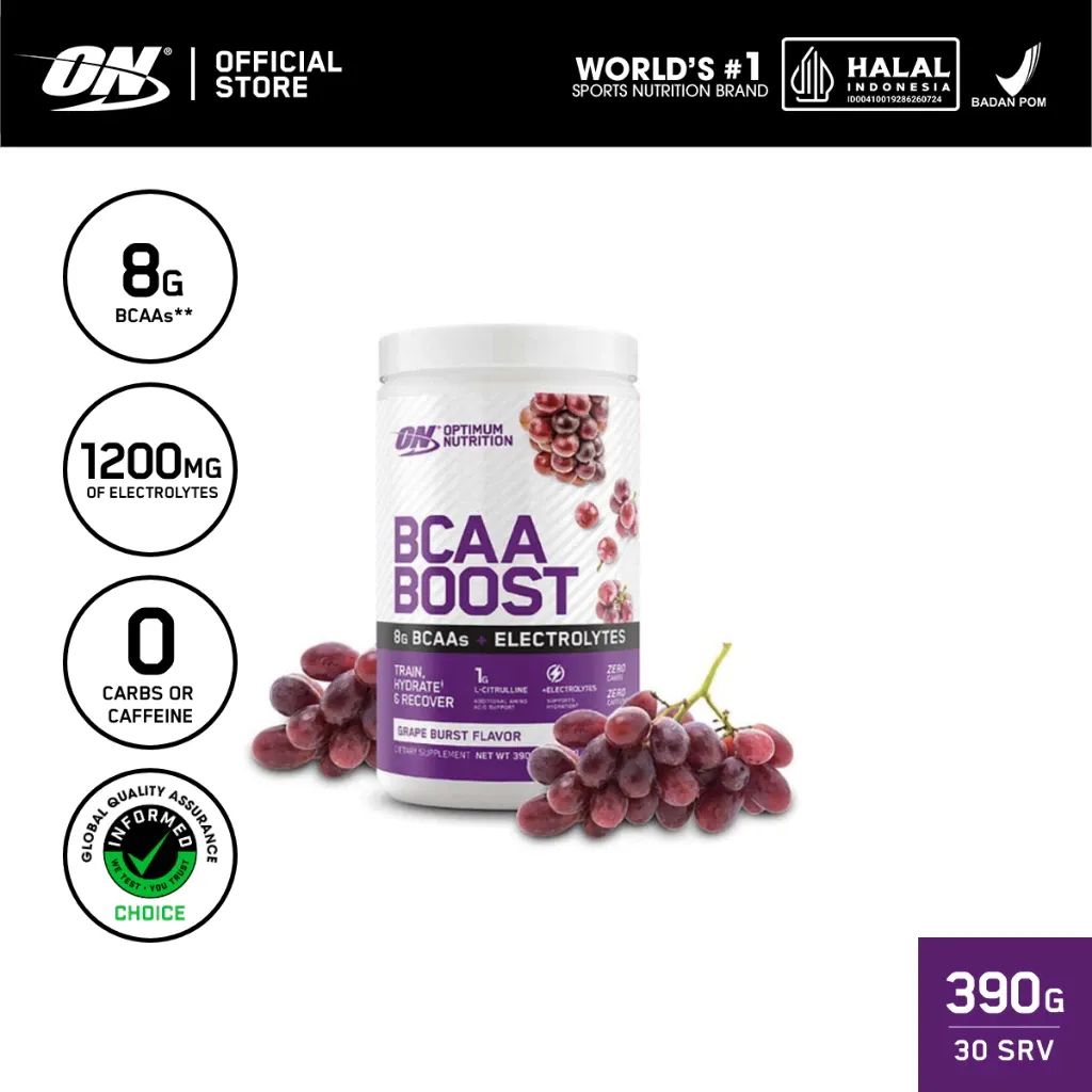 Optimum Nutrition BCAA Boost 390 gr - Electrolytes Hydration Supplement Recovery Gym Fitness