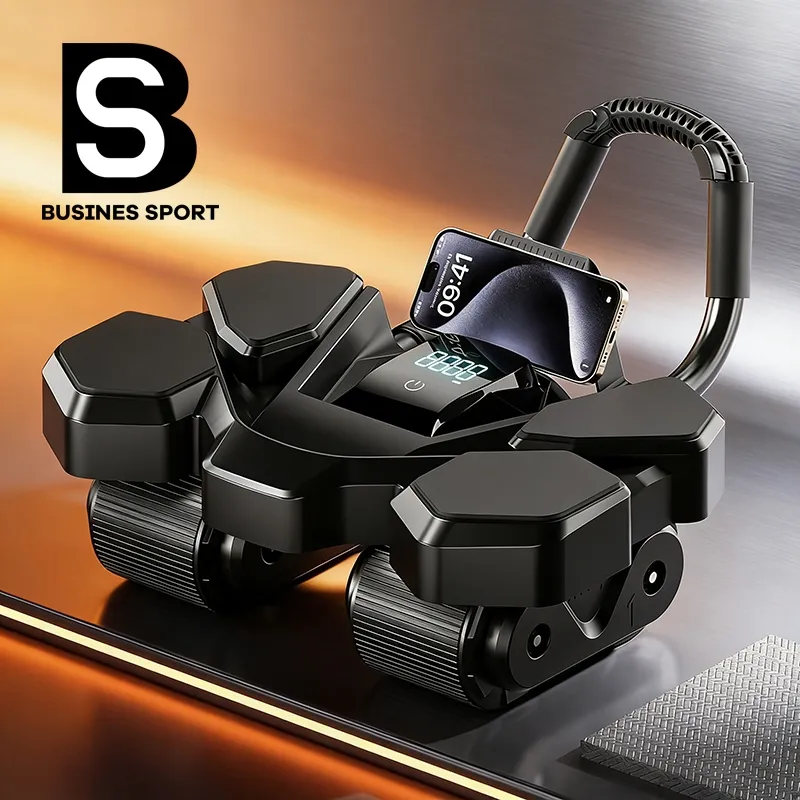 BUSINES SPORT Ab Wheel Roller Hitung Cerdas Abdominal 6/4 Wheel Di Rumah Core Automatic Rebound Gym Fitness Push Up