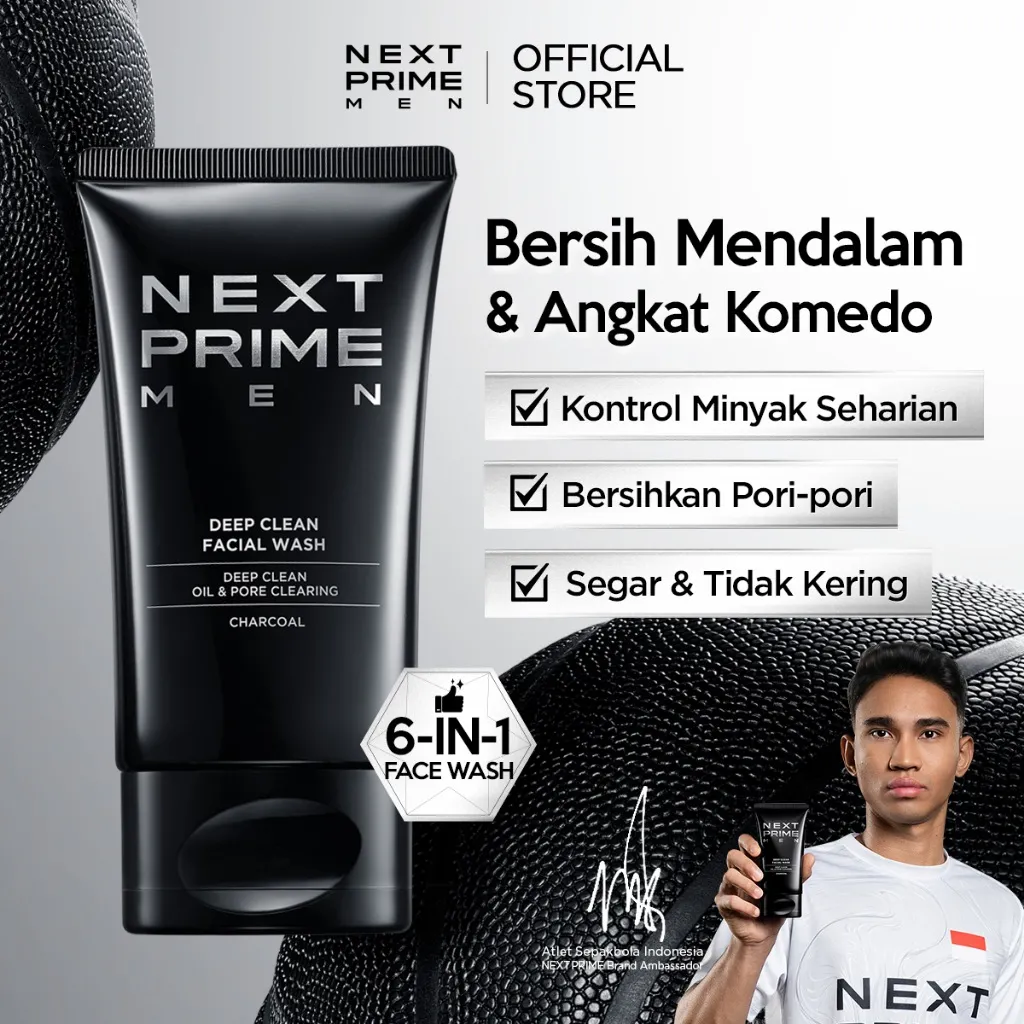 NEXTPRIME Deep Clean Facial Wash 100gr | 6-IN-1 Face Wash & For all skin types & sabun cuci muka & skincare & Mencerahkan & Kontrol minyak & sabun muka pria & sabun muka & pembersih wajah & sabun cuci muka pria & skincare pria & pencuci muka & cleanser