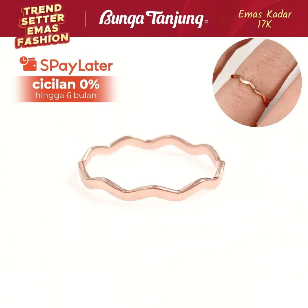 CINCIN AURA WAVE - EMAS 17K - BUNGA TANJUNG GOLD