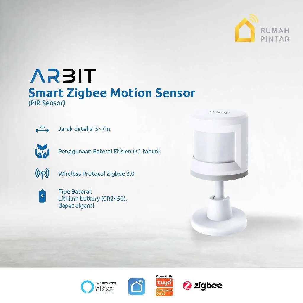 ARBIT Zigbee PIR Motion Sensor Security Deteksi Gerak Pintar Smart Home