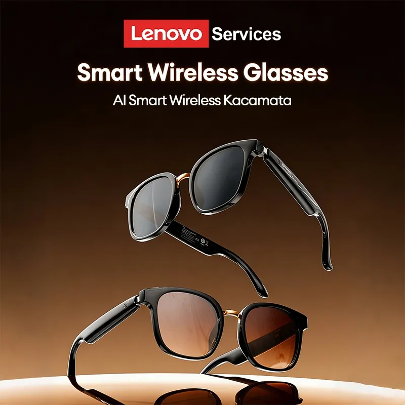 Lenovo Services GS106 AI Smart Kacamata Bluetooth 6.0 Sunglasses Headset Multifunctional Photochromic Blue Light Blocking Open Stereo Sound