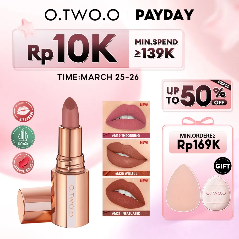 O.TWO.O Matte Lipstick Misty Kiss Lock Color Silky Lip Makeup