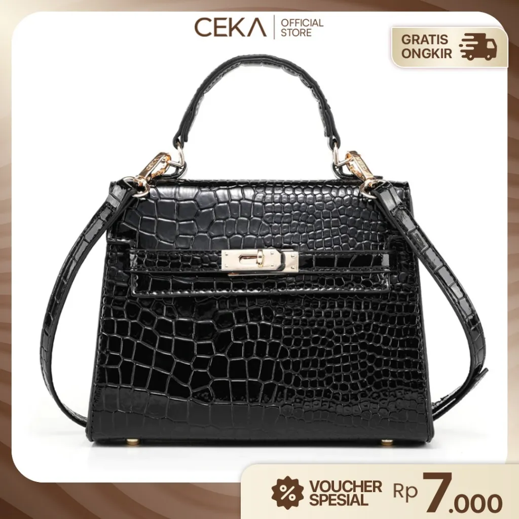 [SPECIAL PRICE] CEKA Tas Wanita Sling Bag Tas Selempang Handbag Tas Kulit PU Croco - Carie Bag