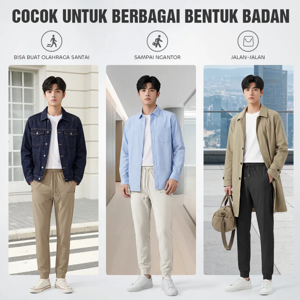 [NEW] IOK Celana Jogger Panjang Pria Ice Silk Celana Training Pants Celana Stretch Casual Nyaman Bernapas Saku Ritsleting Unisex Joggers Cepat Kering Panjang Ice Elastisitas Sports Pants (Jogger002))