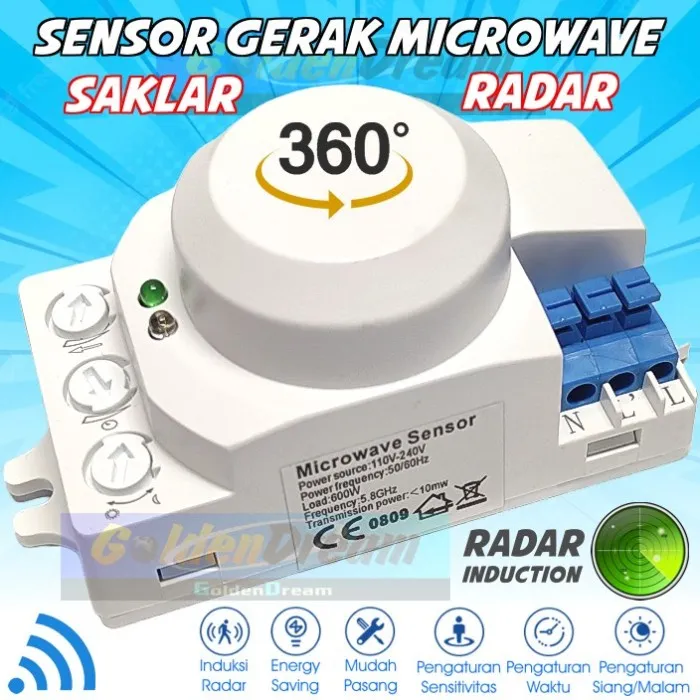 Saklar Sensor Gerak Microwave Radar Switch 220v 12v 5.8Ghz Motion