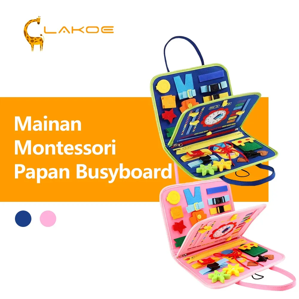 LAKOEOFFICIALMALL Mainan Montessori Papan Busyboard Mainan Edukasi Anak Training Educational Sensory Board