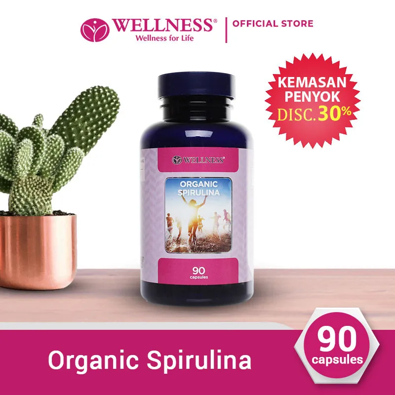 Wellness Organic Spirulina - 90 Capsules [Kemasan Penyok]