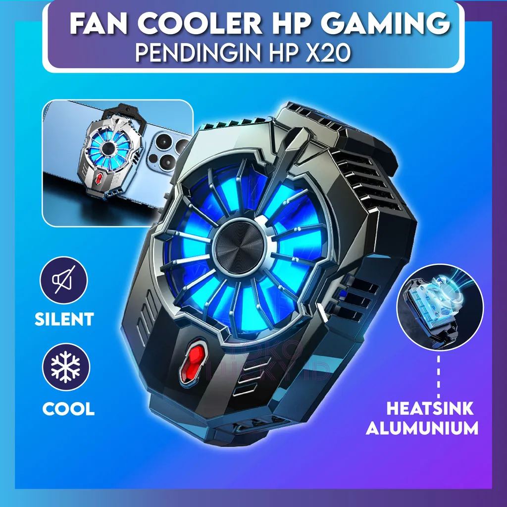 Kipas Pendingin Smartphone X20 Fan Cooler Hp Gaming Anti Berisik+Angin Kencang