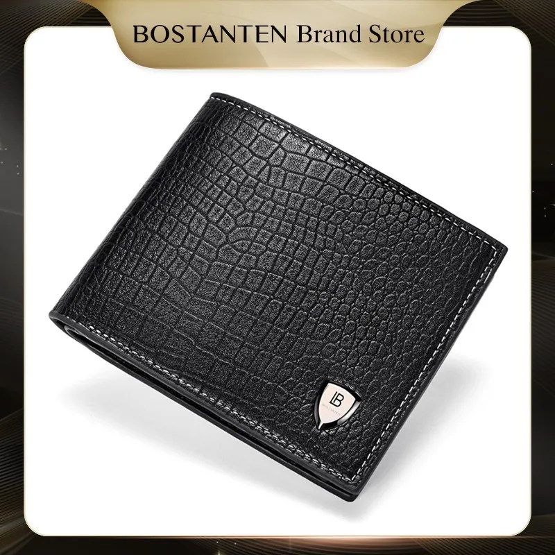 BOSTANTEN Dompet Pria Lipat Bahan Kulit PU Kualitas Premium Hitam/Coklat