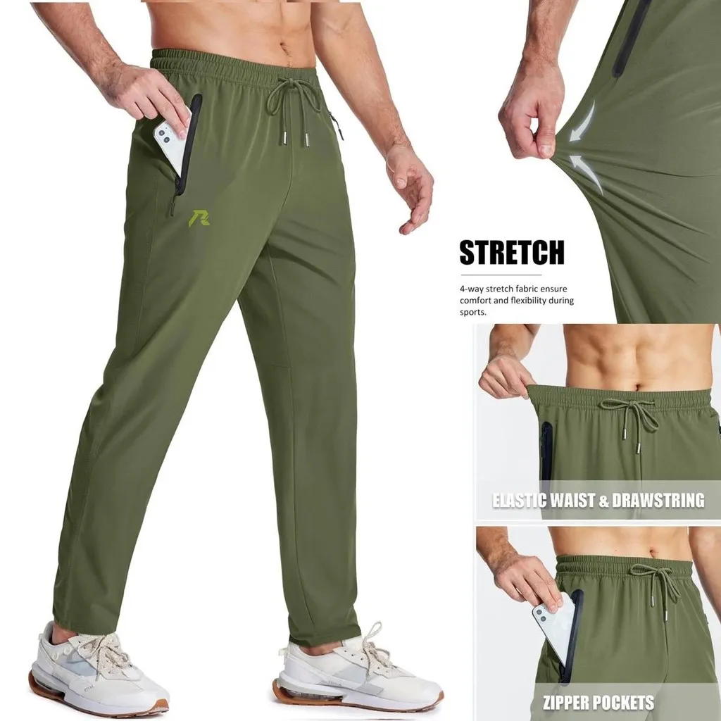 Runoz - Celana Training Panjang Unisex Saku Risleting Celana Cepat Kering Ice Silk Fabric Keren Ringan Bernapas Elastisitas