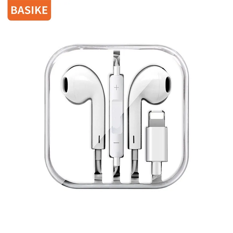 BASIKE Headset Gaming Earphone Handsfree Lightning Jack with Mic Kontrol Volume for iPhone 7 7Plus 8 8plus X XS XR XS 11 12 13 14 Pro MAX