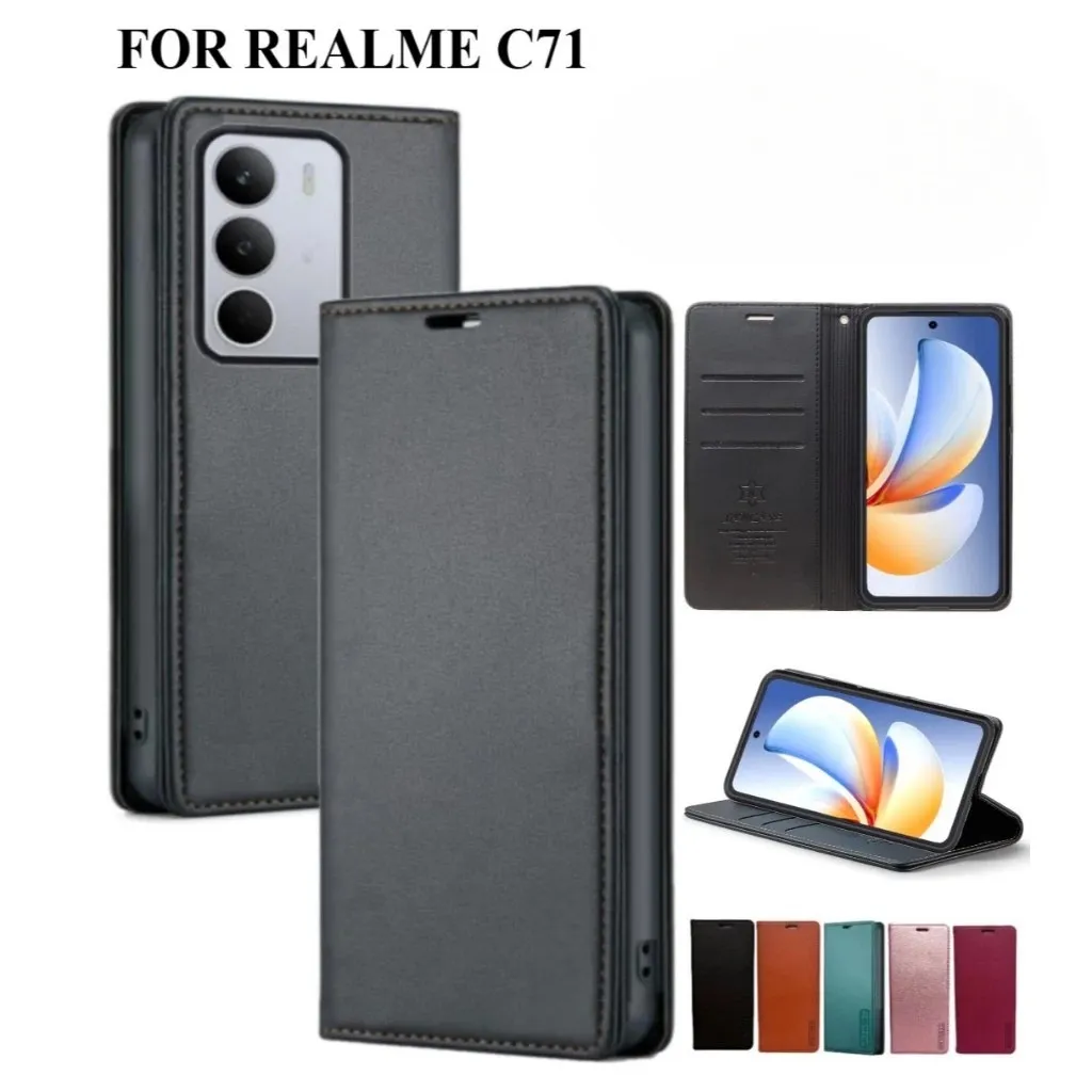 A - CASE FLIP BOOK FOR REALME C71 Cover Wallet Bisa Buka Tutup dan Standing DOMPET KULIT multi fungsi leather case premium Sarung buku handphone casing kesing 4g 5g 2025