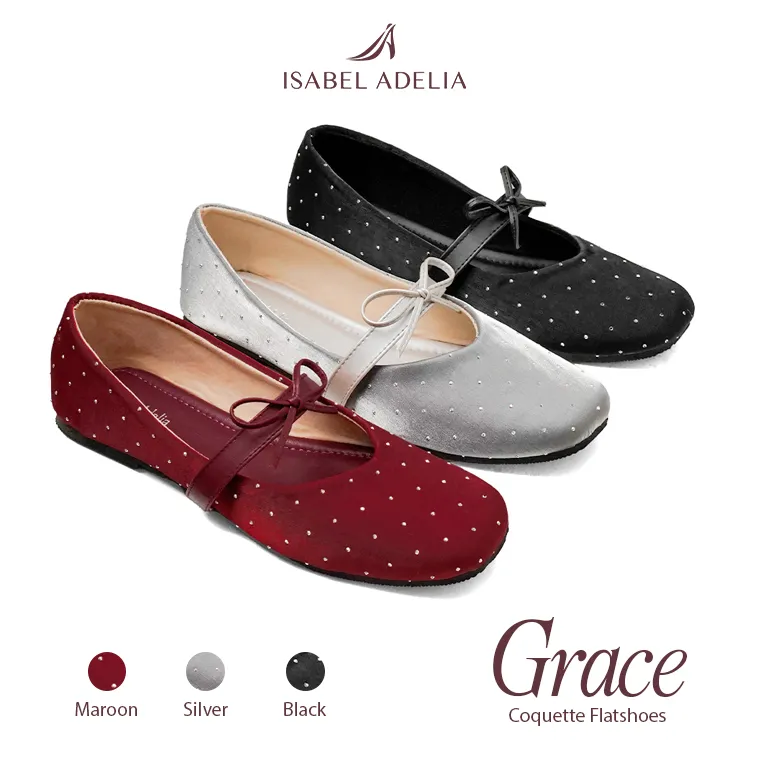 Isabel Adelia GRACE Flatshoes Pita Wanita Slip On Balet Empuk Anti Licin Korean Style Kekinian