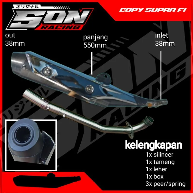 Knalpot standar racing supra x 125 fi PNP bebek Astrea grand, Supra x,, Supra fit new, Vega Rnew, Jupiter