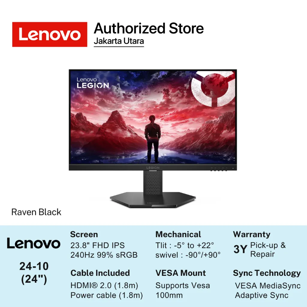 Monitor Lenovo Legion 24-10 23.8" IPS 240Hz 99% sRGB