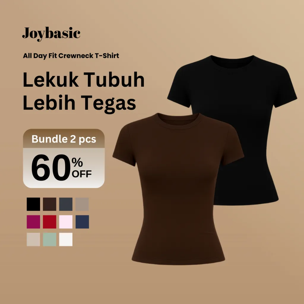 Joybasic All Day Fit Crew Neck Fitted T-shirt Two-piece pack