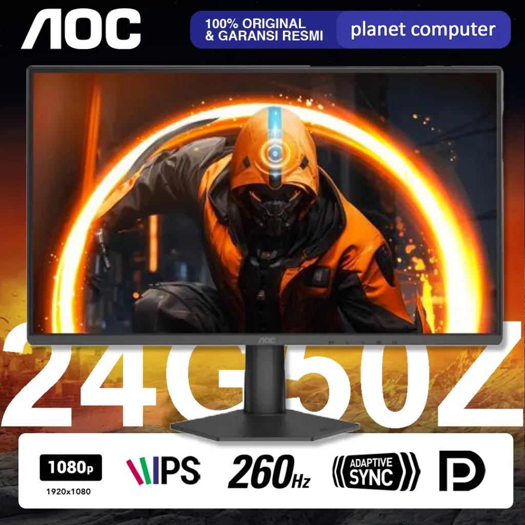 Monitor LED AOC 24G50Z 24" Fast IPS FHD 1080p 240Hz OC 260Hz 1ms HDMI 2.0x1 DP 1.4x1 107% sRGB Delta E<2 Adaptive Sync Flicker Free Technology Reduces Flicker to give you a more comfortable gaming experience