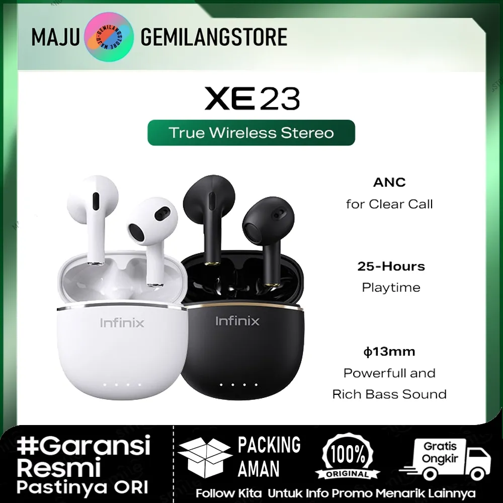 Infinix Headset Bluetooth - Buds / TWS - True Wireless Stereo Bluetooth - Suara Full Bass Stereo, Redmi Buds 6 Play, Enco Buds -  Garansi Resmi