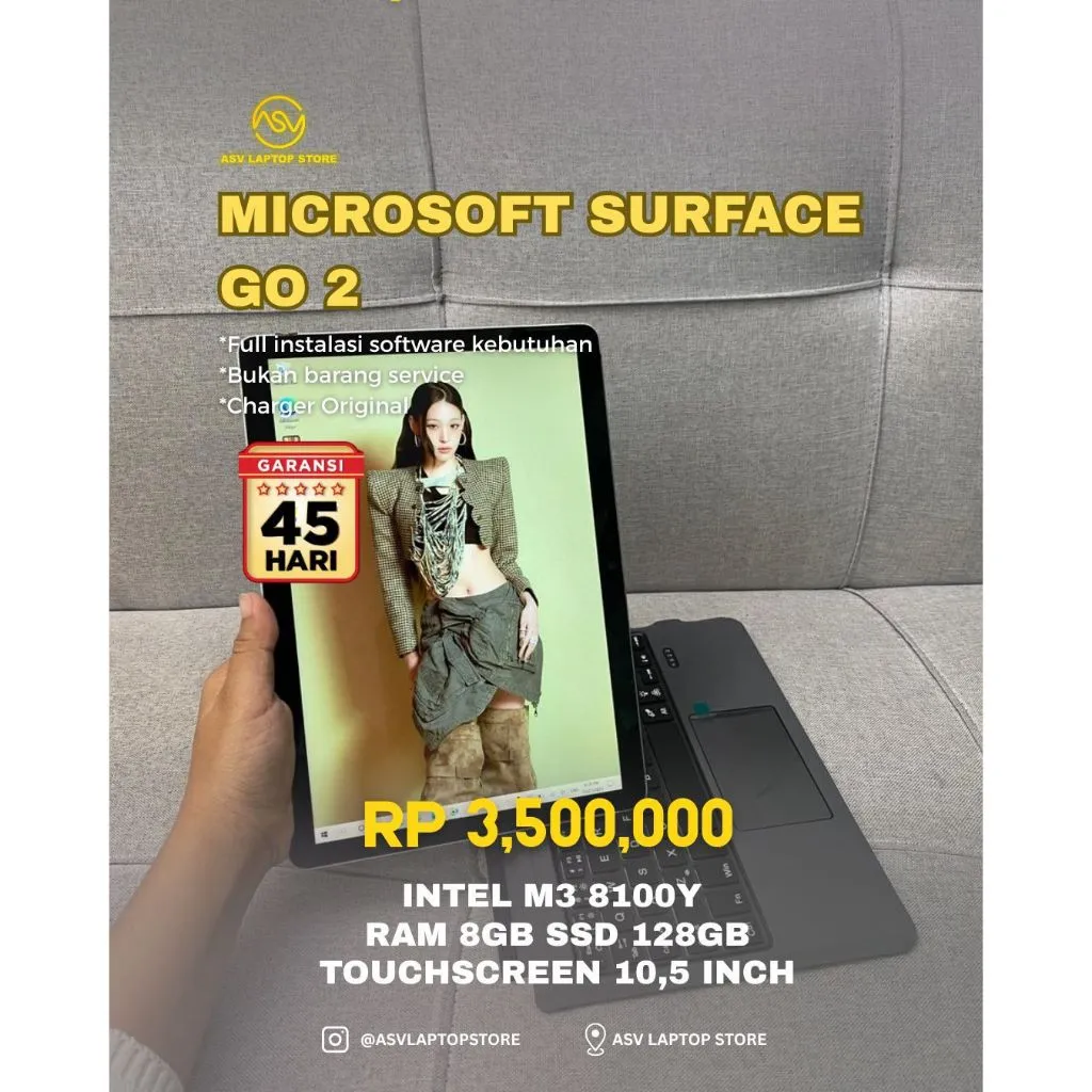 MICROSOFT SURFACE GO 3 2 1 CORE M3 8100Y I3 PENTIUM LAPTOP TABLET 2 IN 1 EDITING MURAH ORIGINAL NOT PRO