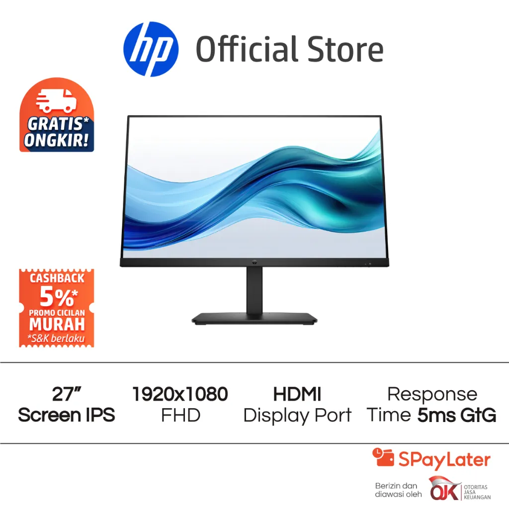 Monitor HP 327pe FHD 27 Inch 1920 x 1080 100 Hz 5ms GtG HDMI Display Port Garansi 3 Tahun Promo Murah Gratis Ongkir Official