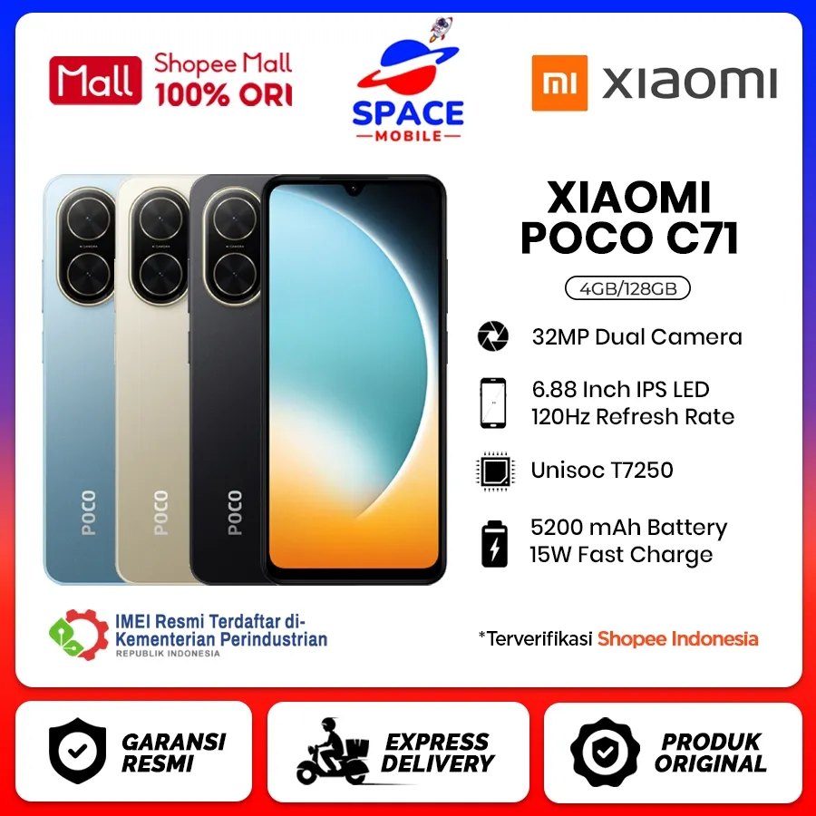 Xiaomi Poco C71 [4GB+128GB] - Garansi Resmi 1 Tahun