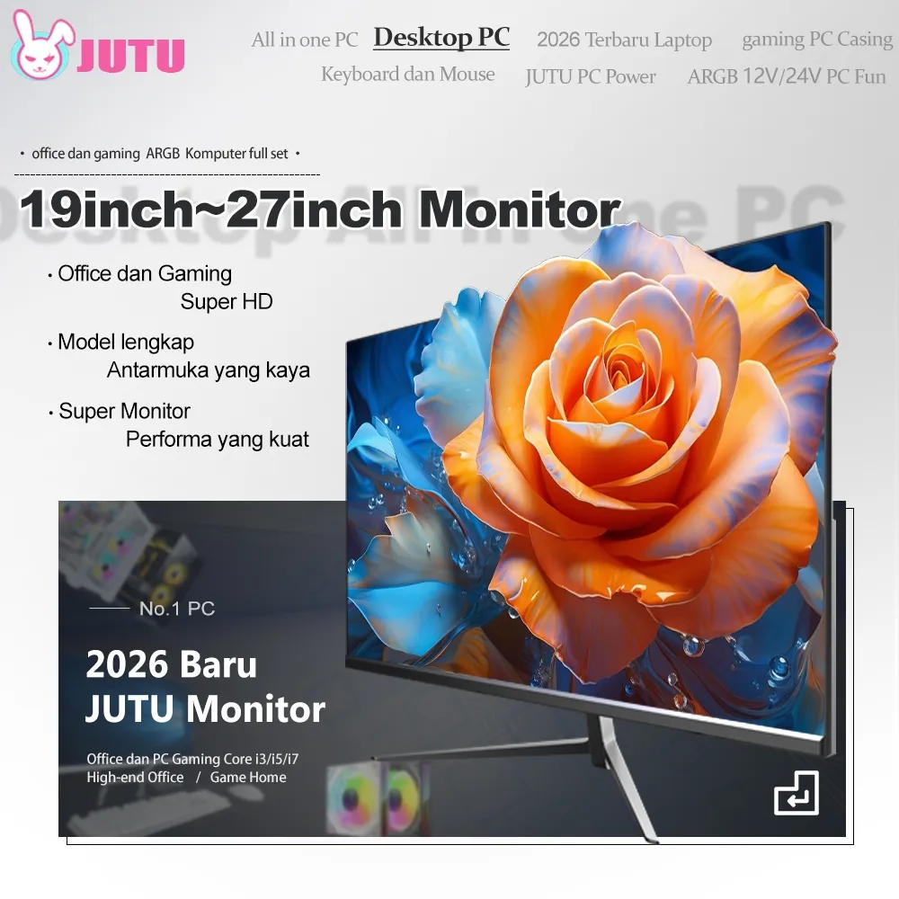 Monitor 19 Inch Monitor 24 Inch LED Monitor Pc Game Profesional VGA HDMI Panel IPS Monitor Rumah