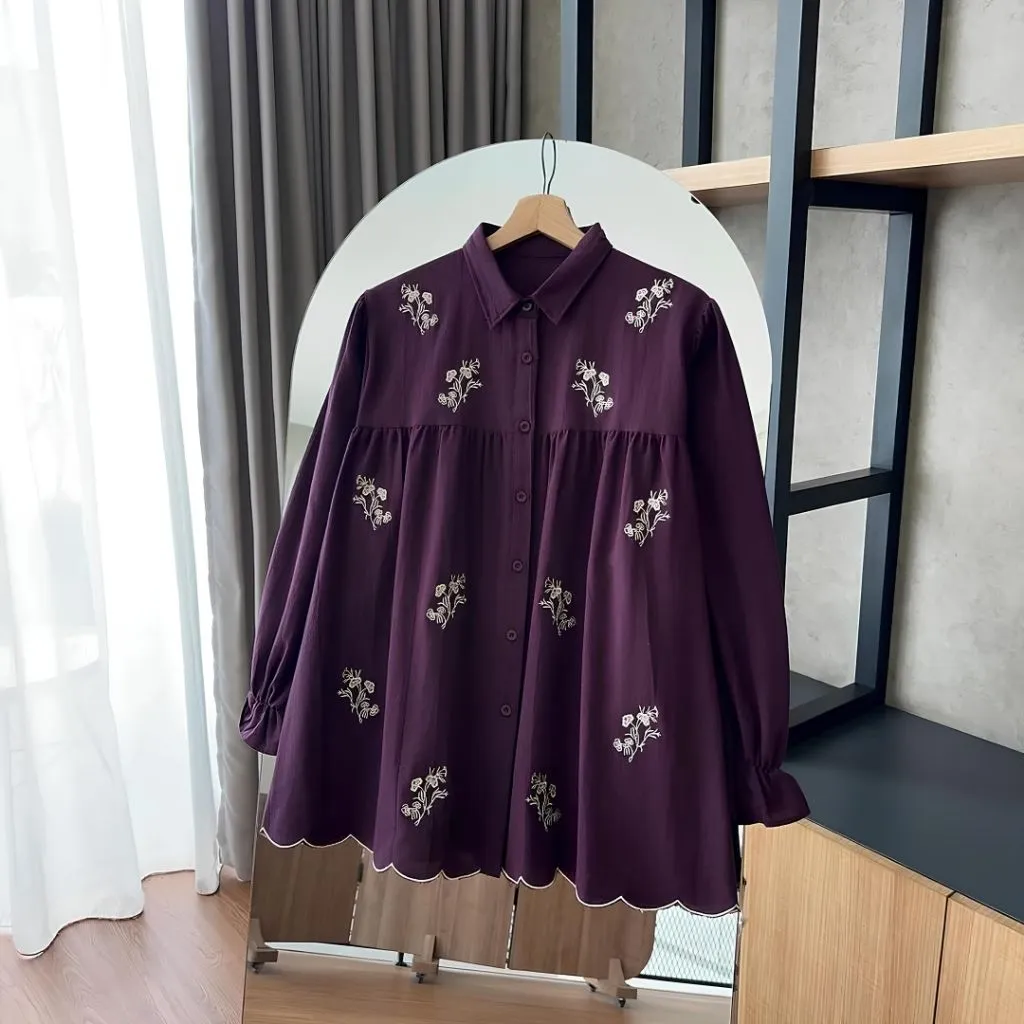 MELDA BLOUSE BORDIR RAYON TWILL