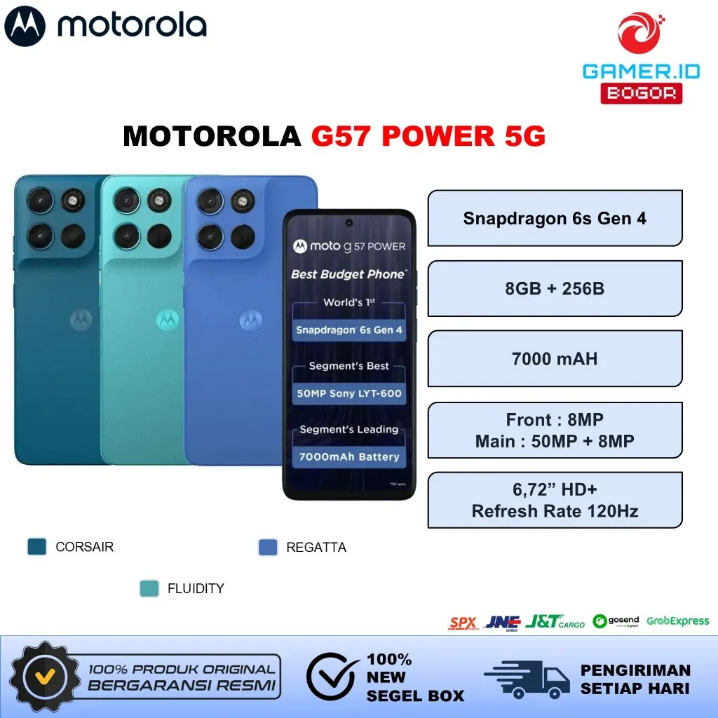 MOTOROLA G57 Power 5G Snapdragon 6s Gen4 8/256GB Fast Charging IP64