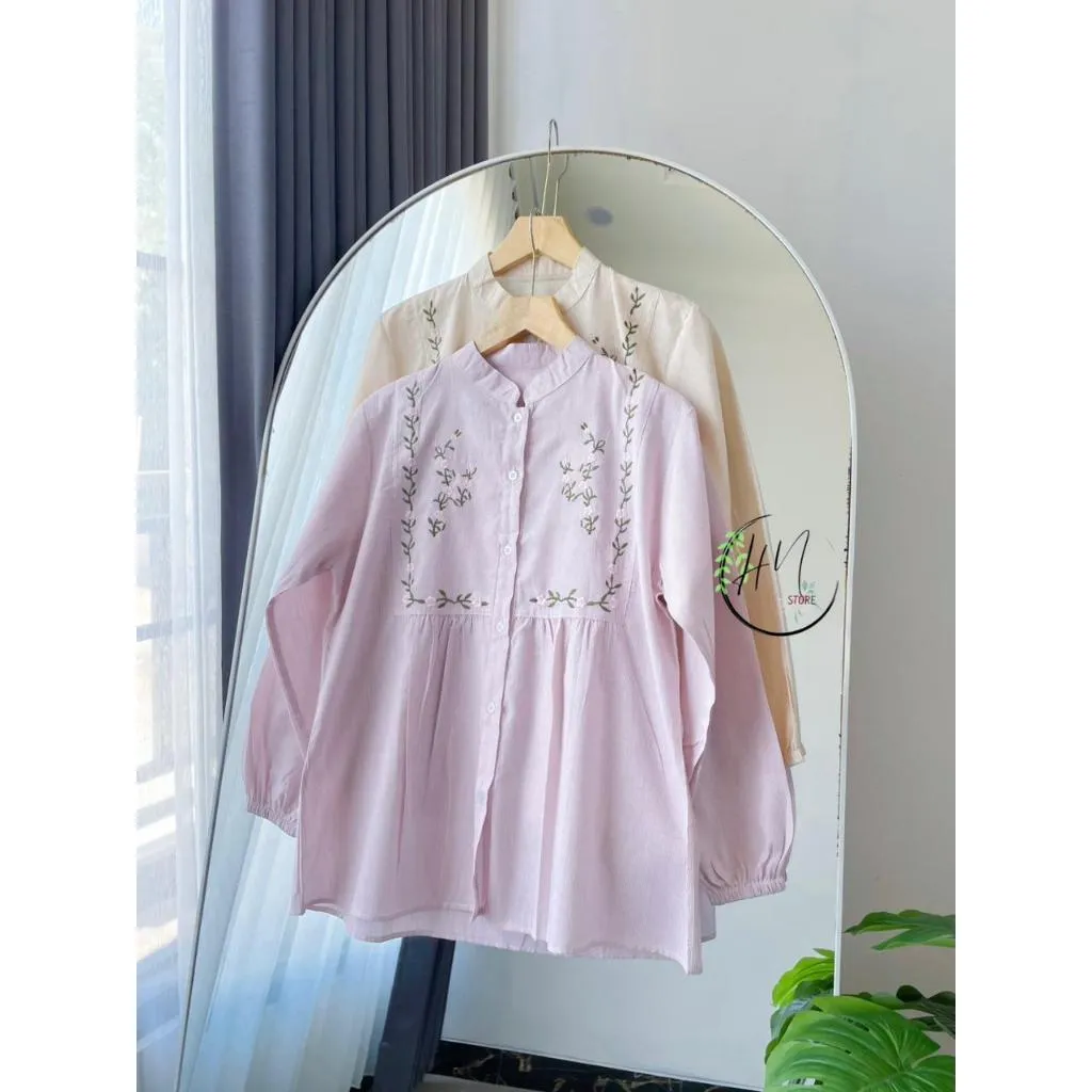 Savana Blouse Salur Stripe Katun Bordir Panjang