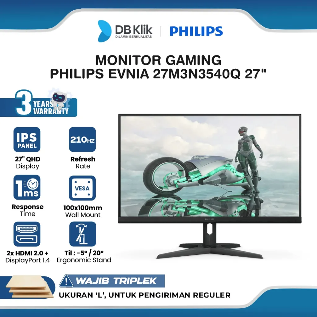 Philips Evnia 27M3N3540Q Monitor Gaming 27" IPS 2K QHD 200Hz 1ms Adaptive-Sync HDR10 HDMI DP