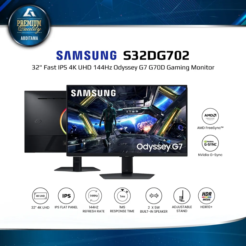 SAMSUNG Odyssey G7 S32DG702 32" IPS 4K 2160p 144Hz HDR400 HDMI2.1x2 DP1.4x1 Wifi Speaker Smart TV