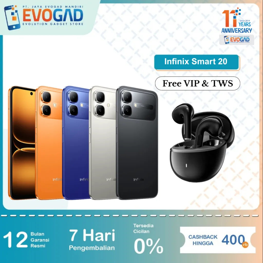 Infinix Smart 20 4/64GB & 4/128GB Mediatek Helio G81 Ultimate 5200mAh 15W | Garansi Resmi Infinix Indonesia 1 Tahun