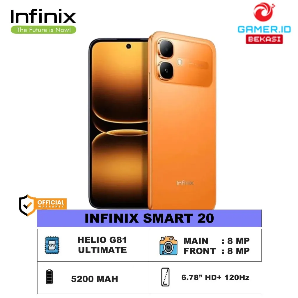 Infinix Smart 20 4G 4/128GB Layar 120Hz 6.78" FHD+ Helio G81 Ultimate Garansi 1 Tahun RESMI