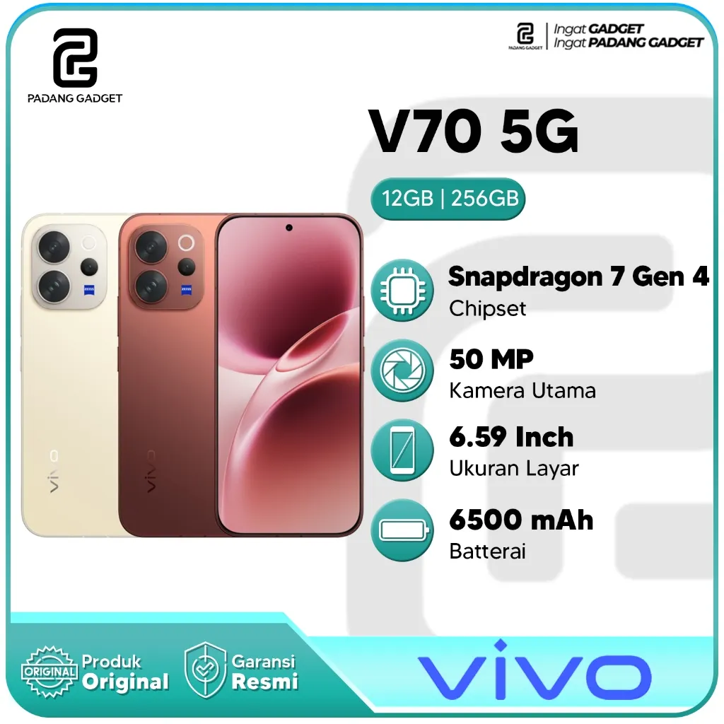 Vivo V70 5G 12/256GB | 10x Telephoto Zoom Hp Android Smartphone Baru Original Garansi Resmi