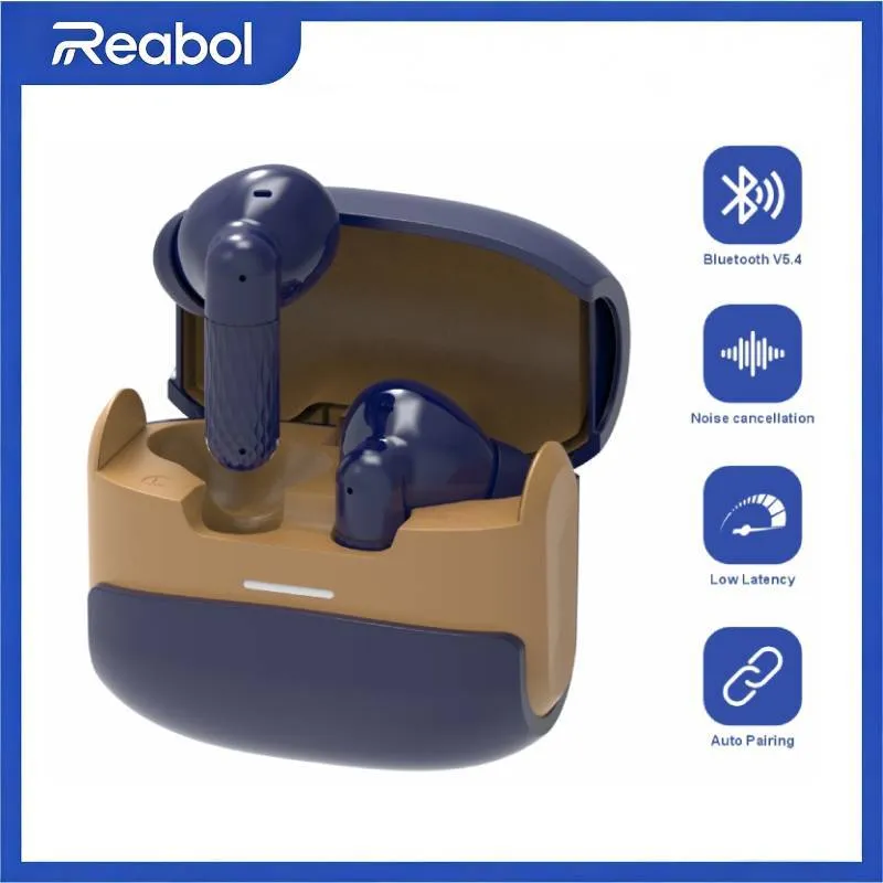 Reabol Earphone Nirkabel Bluetooth TWS 5.3 Stereo Earbud Hifi Headphone Mikrofon HD