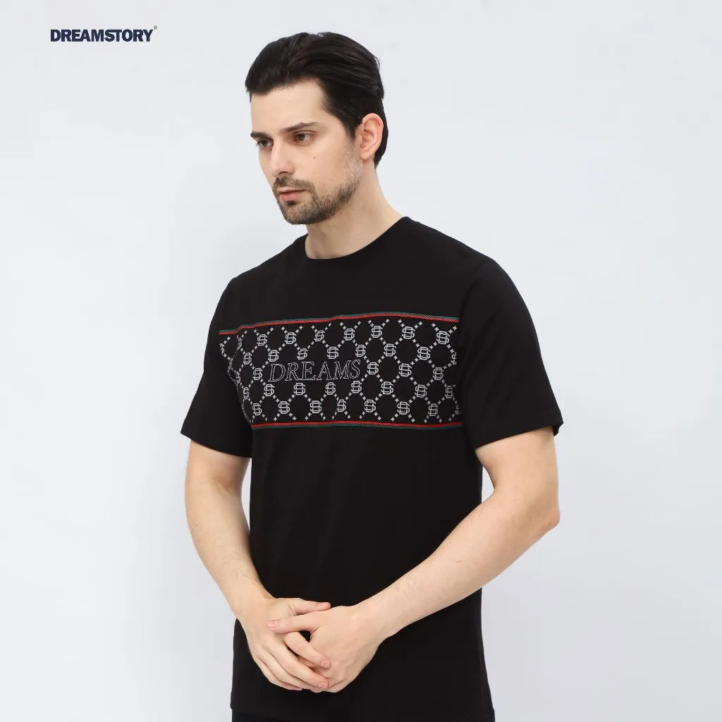 DREAM STORY - T-shirt Reguler fit Guch Cotton Combed 24s Black Kaos Distro Hitam Unisex Baju Original