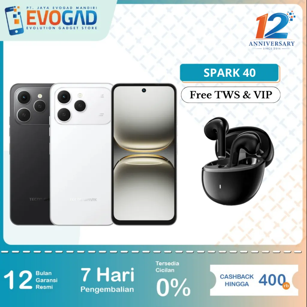 Tecno Spark 40 8/256GB NFC Prosesor G91 Layar 6.67" LCD 120Hz Smooth Display Baterai 5200mAh 45w Garansi Resmi Tenco Indonesia 1 Tahun