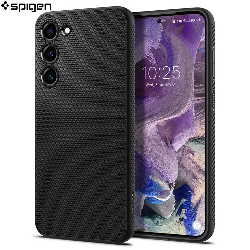 Spigen Liquid Air Case Samsung Galaxy S23  - Casing Armor Silicone Black Soft Cover Shock Proof Softcase Rugged Guard Protector Rubber Grip Anti Slip 5G