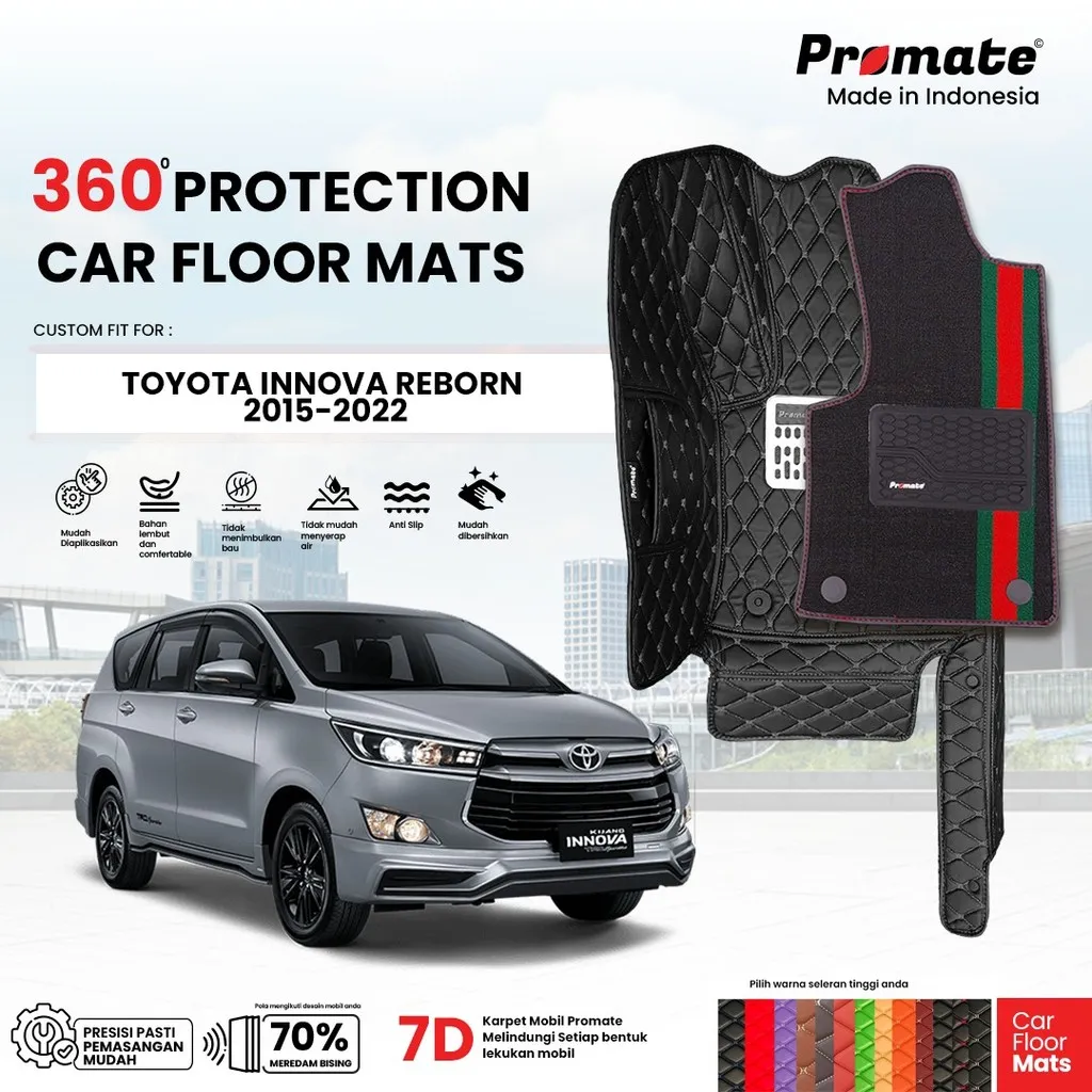 PROMATE Karpet Mobil Premium 7D Toyota Innova Reborn Tahun 2015-2022 7D Fullset Samapi Bagasi