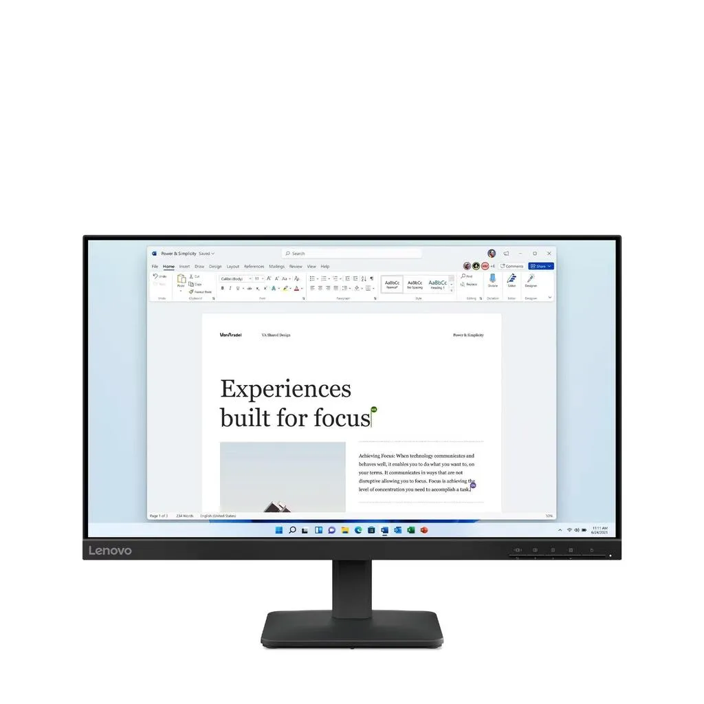MONITOR LED LENOVO L24-4E 24" IPS 1080P FHD 100HZ HDMI 1.4X1 VGA X1 TÜV VESA 100X100MM LOW BLUE LIGHT TECHNOLOGY FOR EYE COMFORT SLIM, MINIMALIST DESIGN THAT FITS ANY WORKSPACE
