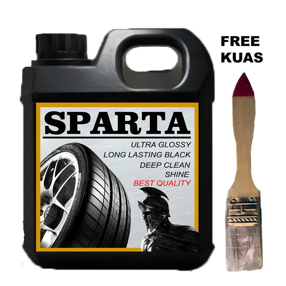 Semir Ban SPARTA 1 liter + Bonus KUAS / Pengkilap Ban / Penghitam Ban Mobil Motor / Tire Polish