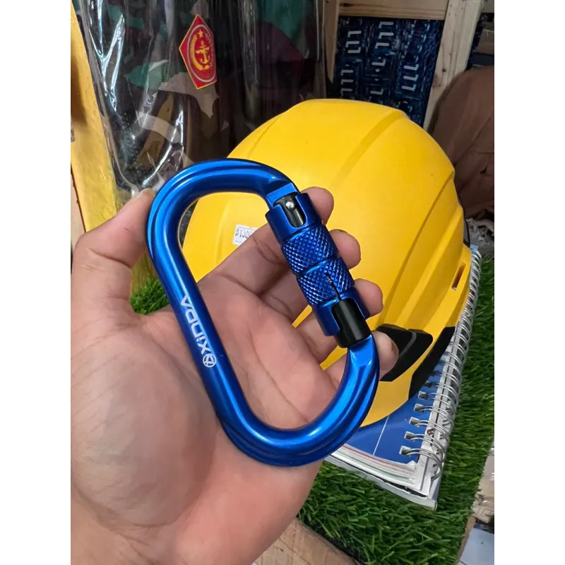 Carabiner xinda oval autolock 25kn alumunium alloy carabiner hook panjat tebing flying fox wall climbing safety kong remerk