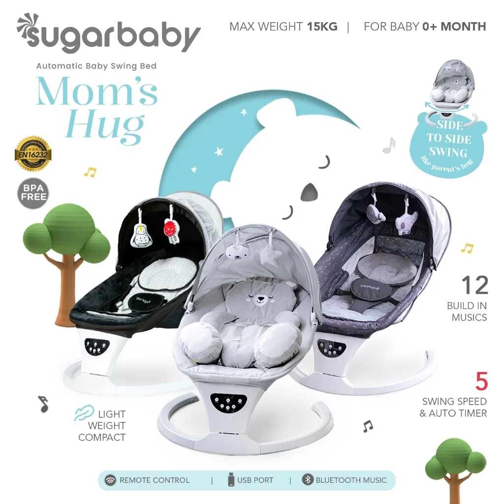 SGR26 SUGAR BABY MOMS HUG AUTOMATIC BABY SWING BED / AYUNAN BAYI / BOUNCER BAYI