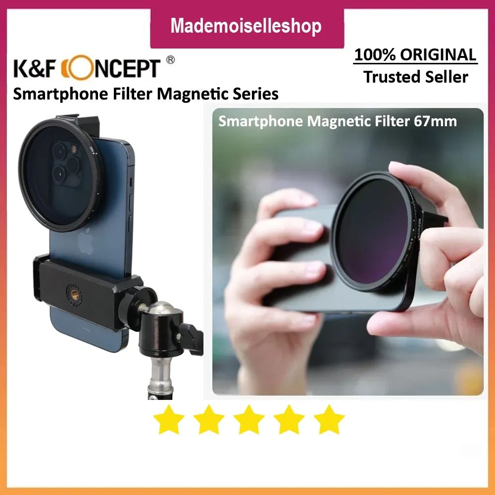 KNF Concept Filter Smartphone Magnetic 67mm - Optional Nano X Variable ND 2-32 or Nano K CPL Filter for Iphone Samsung Vivo Oppo Slow Shutter Photography