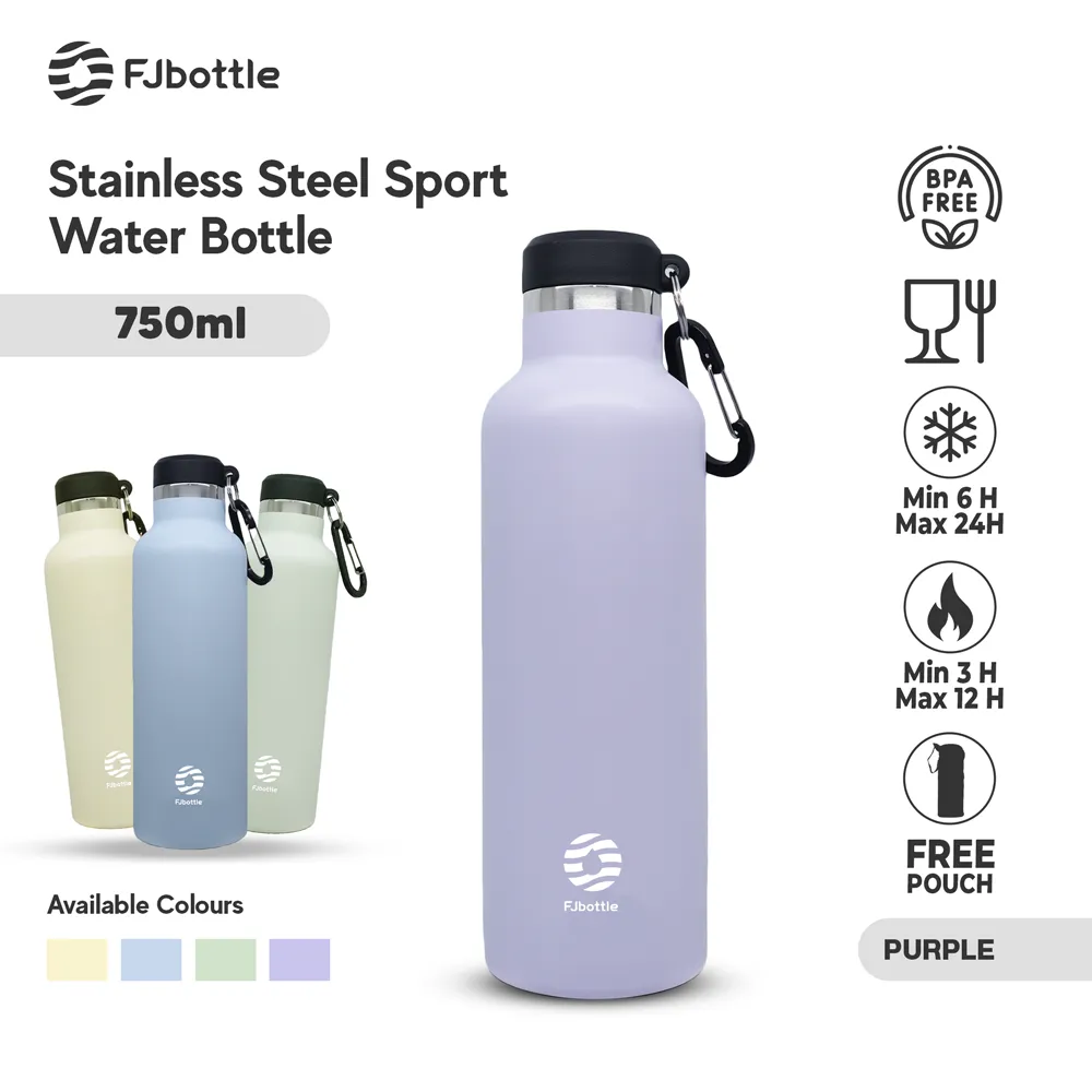 FJbottle - SR2100 Botol Minum Tumbler Olahraga Stainless Steel Soft Color 750ML Dengan Carabiner